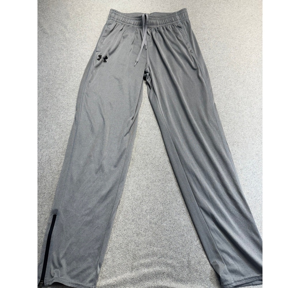 Under Armour Men's Medium Gray Loose Fit Athletic Training Pants‎ Zip Hem Gym